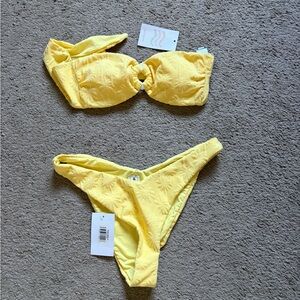 Dippin' Daisy's Yellow Textured Ring Bandeau Bikini